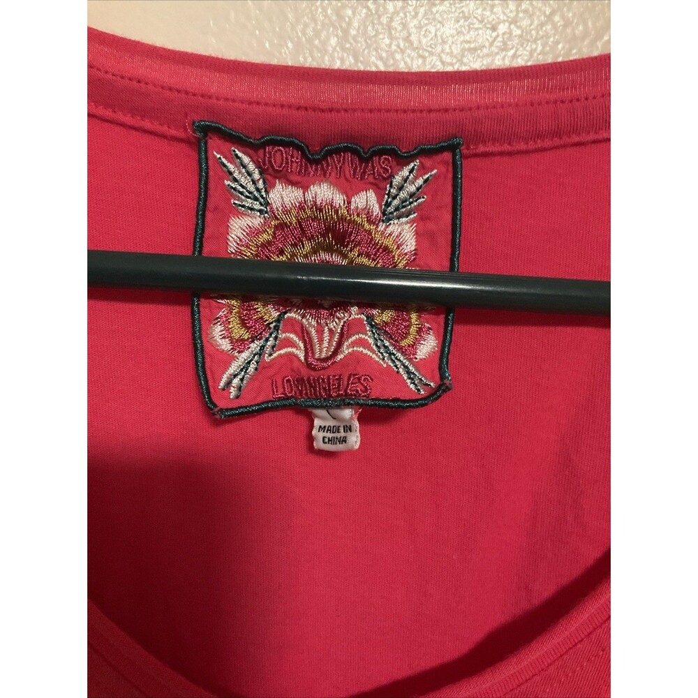 Johnny Was Women’s L Pink Embroidered Hawaii Aloha Short Sleeve Shirt - Picture 2 of 7